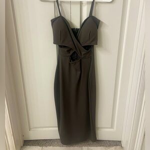 Cross front midi bodycon dress